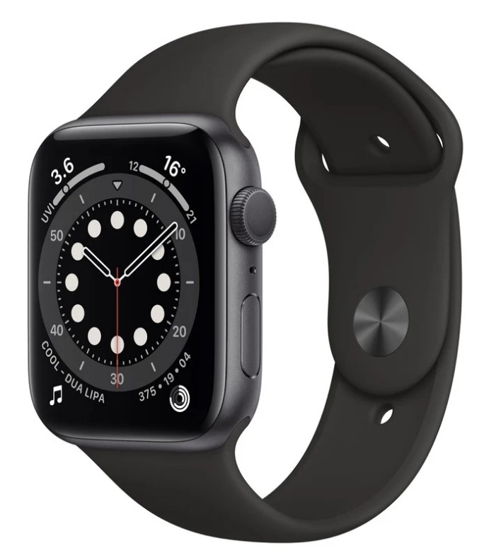 Apple Watch Series 6 40mm Space Gray Aluminum Case with Black Sport Band (MG133)